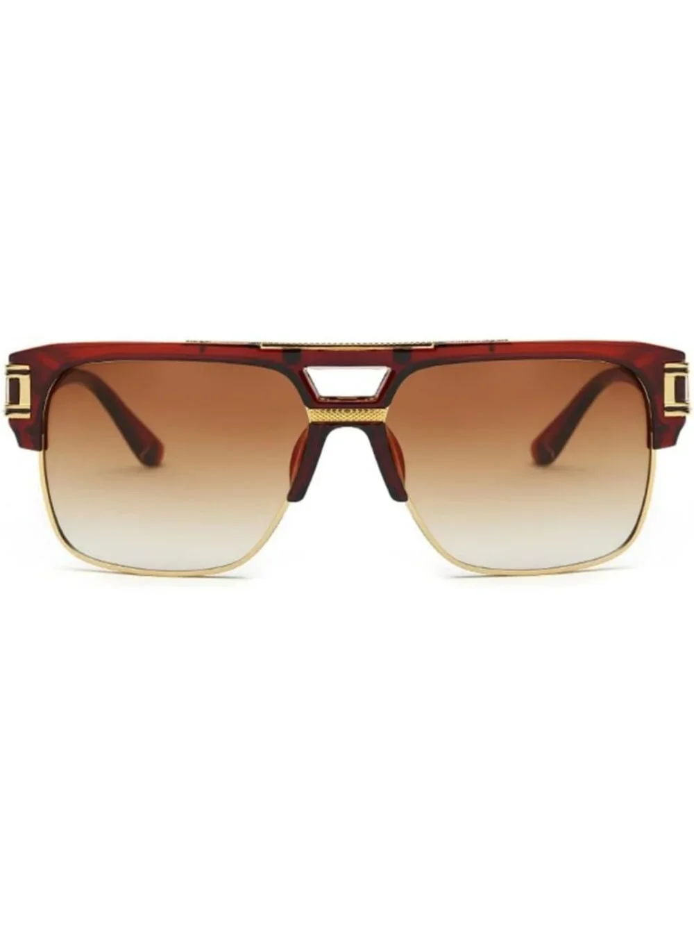 Trendy 70s Retro Square Sunglasses for Men & Women - Gold Metal Sun Glasses